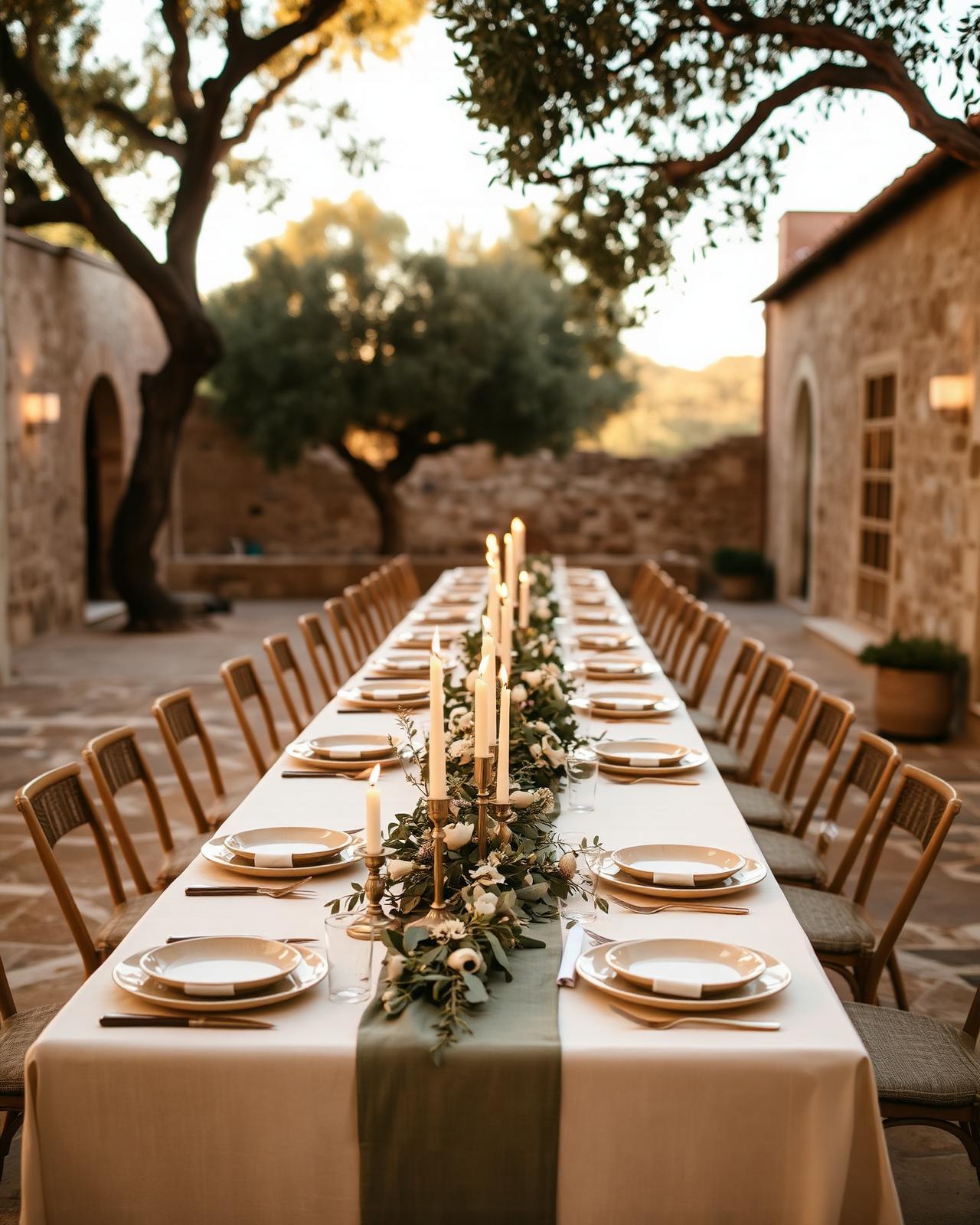 Stone courtyard dinner table